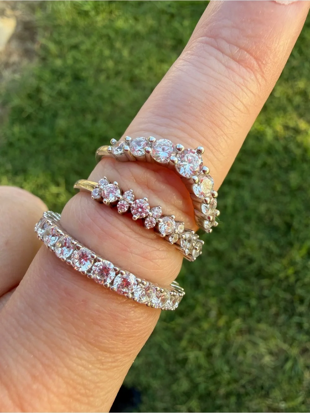 Sami Jewels Sterling Silver CZ Eternity & Stack Rings Set - White Cubic Zirconia